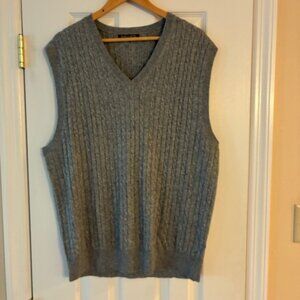 Kallspin Men's Gray Light Wool Blend All Season Cable Knit Sweater Vest Size XL